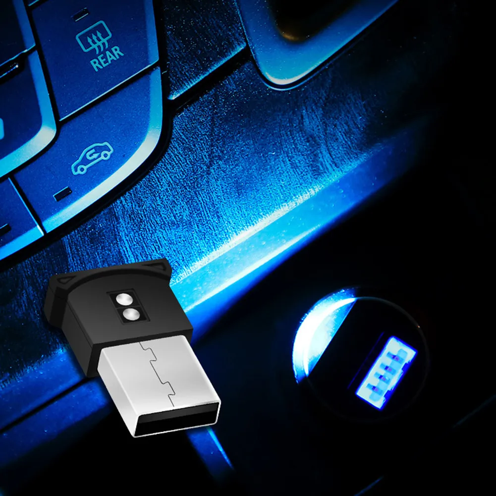 

8-12V USB LED Light Black Silver Car Electronic Component Interior Lamp Mini