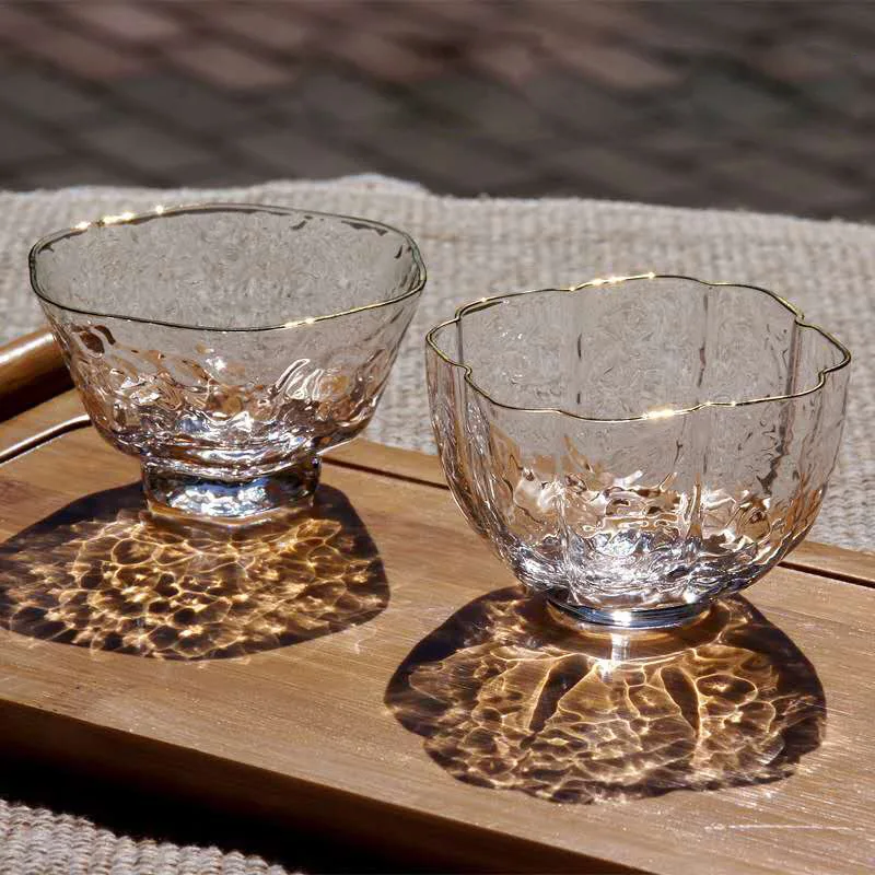 

Hammer pattern heat resistant glass tea cup handmade kungfu set master