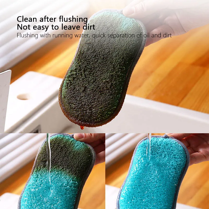 

10 Pcs Double Sided Scouring Pad Reusable Microfiber Dish Cleaning Cloths Scrubbing Sponges Dishcloth