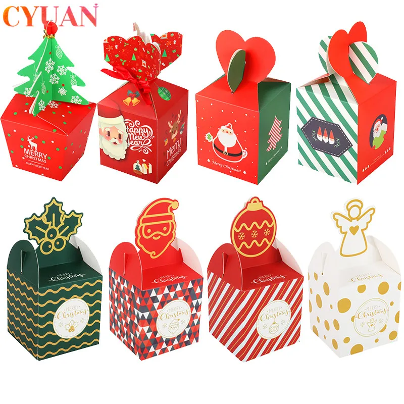 

Christms Favor Boxes Paper Candy Gift Boxes Packaging Bags Xmas Tree Gift Box 2021 New Year Party Supplies Christmas Decorations