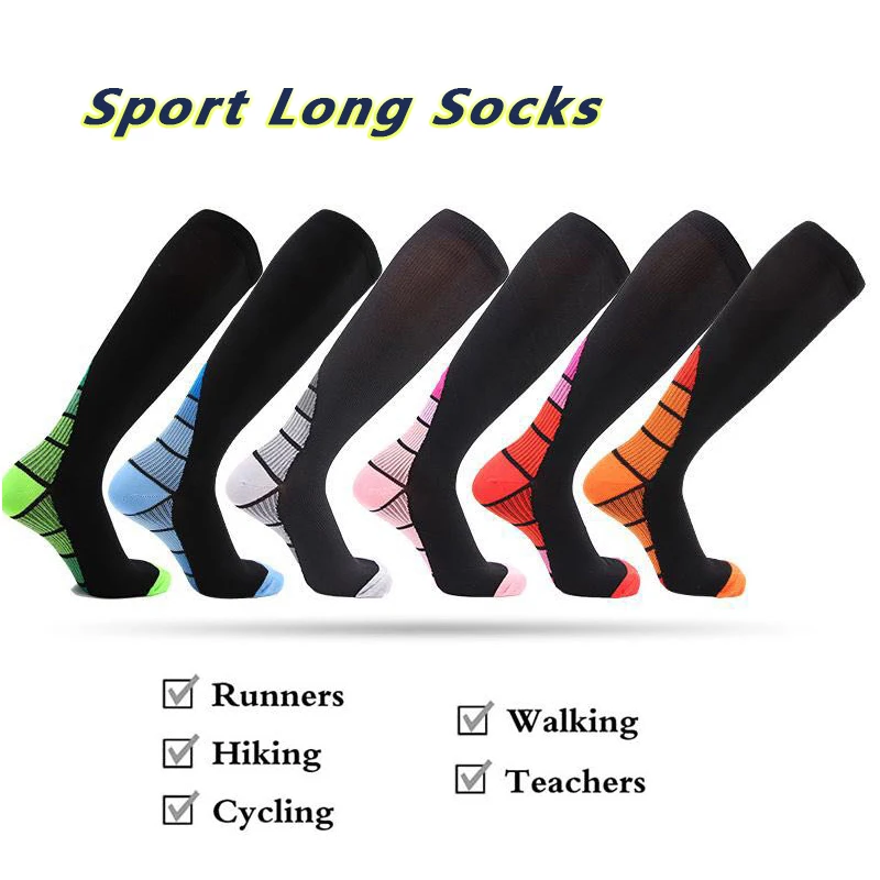 

2021 компрессионные чулки, спортивные длинные носки, 20-30 мм рт. Ст., мужские и женские носки для марафона, велоспорта, футбола, варикозного расш...