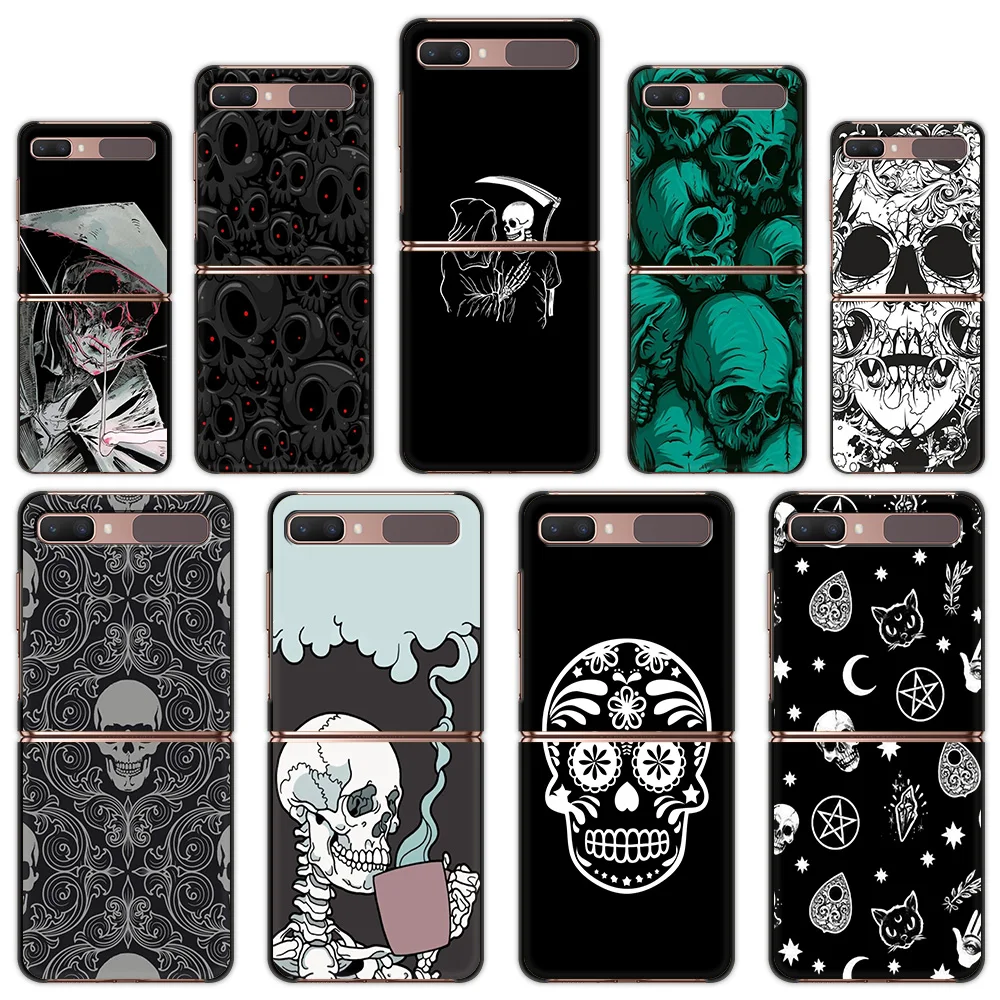 

Черно-белый милый Роскошный чехол для телефона с изображением черепа и граффити для Samsung Galaxy Z, флип-чехол, складной черный Жесткий чехол из п...
