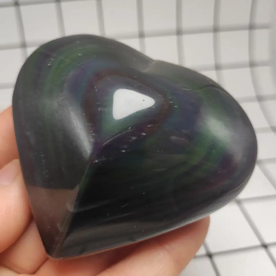 

7-8 см натуральный кварцевый кристалл Радуга обсидиан кошачий глаз в форме сердца Исцеление