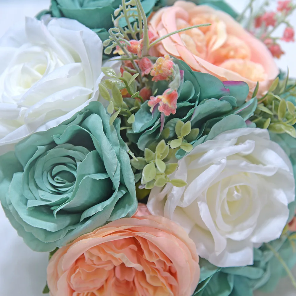 

Romantic Wedding Bride Bouquet Emulational Rose Vintage Bridesmaid Holding Flowers Marriage Props