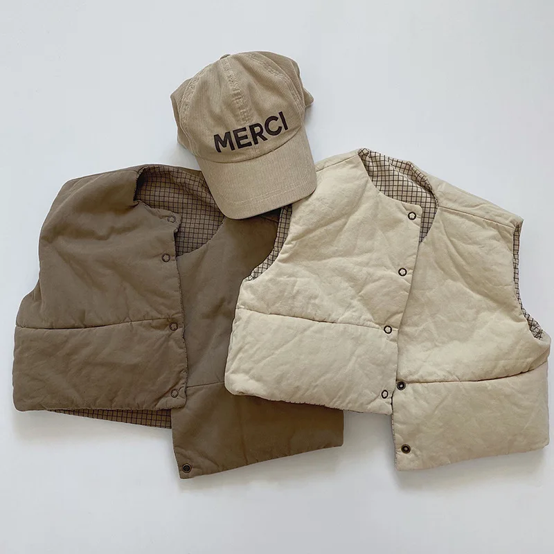 

Children's winter fashion top boys and girls Double-sided Casual Vest