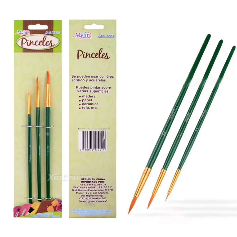 

3pcs/set Wooden Drawing Supplies Nylon Hair Line Brush