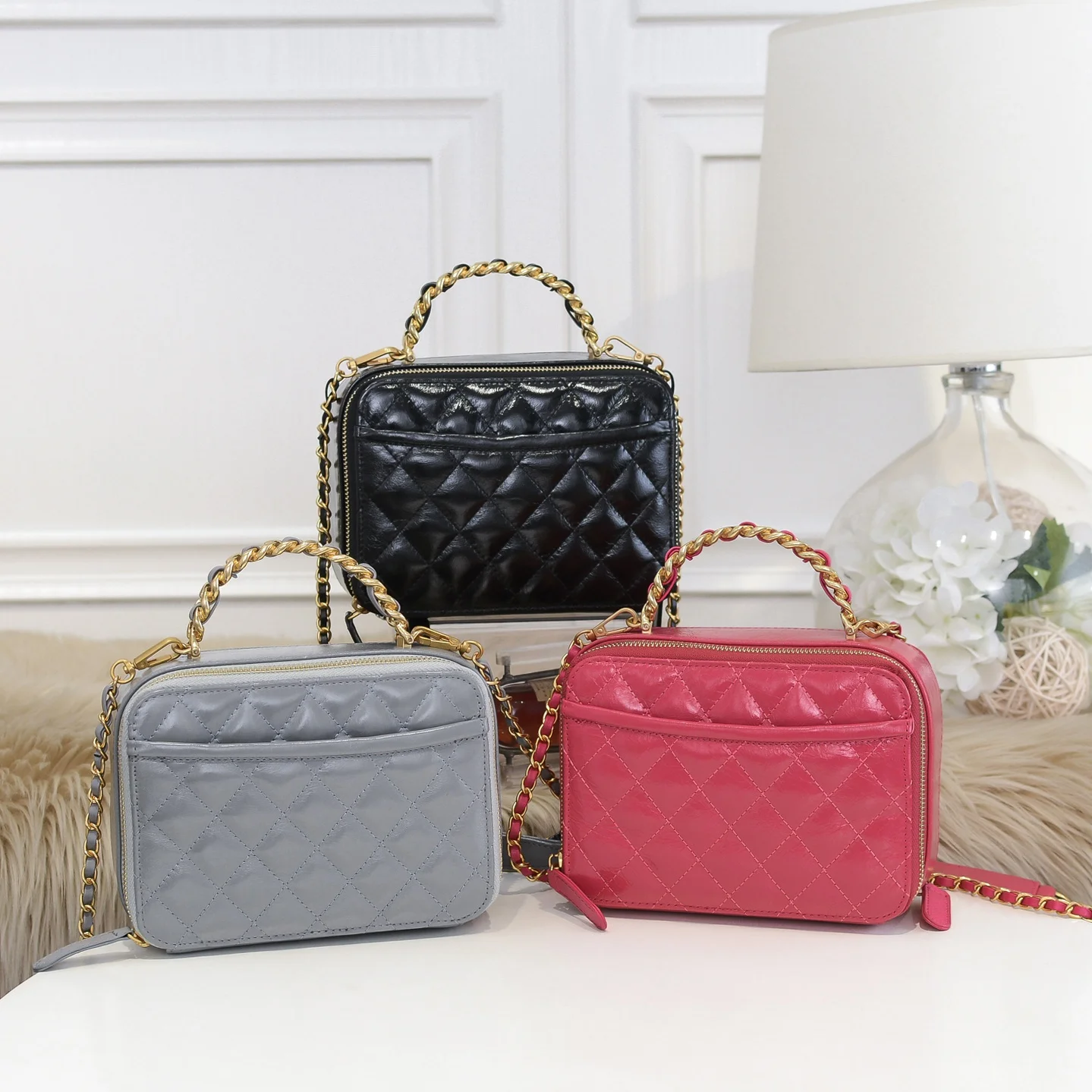 

free shipping 2020 the new style fashion plaid genuine cow leather women handbag one shoulder bag crossbody bag 2 size 3 color
