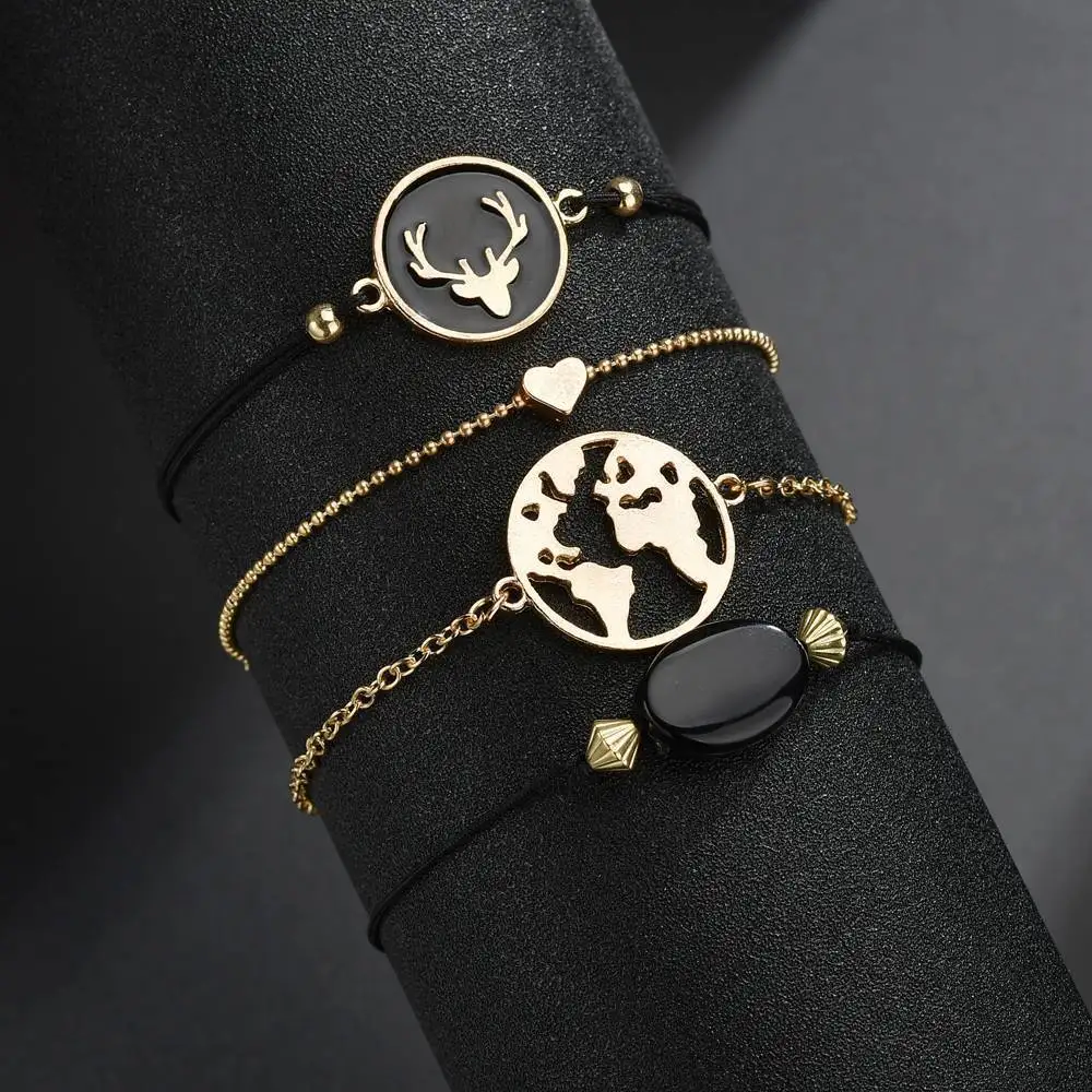 Женский браслет с бусинами из натурального камня 5 шт./компл.|Браслеты шармами| |