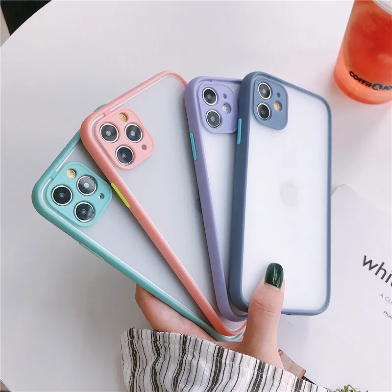 

Luxury Matte Transparent Silicone Shockproof Armor Case For iPhone 13 12 11 Pro Max Mini XR X XS 6S 7 8 SE 2020 Phone Back Cover