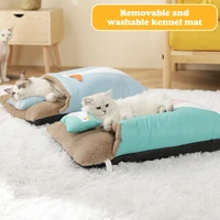 cat closed removable washable puppy cotton quilt sleeping bag with little pillow 2 in 1 usage pet accessory reri889