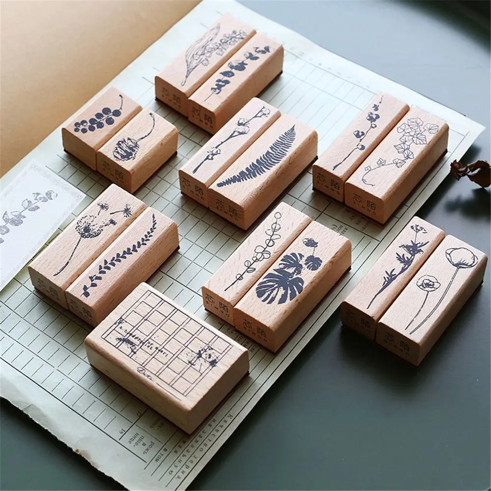 Ретро лес растения шаблон Деревянный штамп DIY деревянные и резиновые штампы
