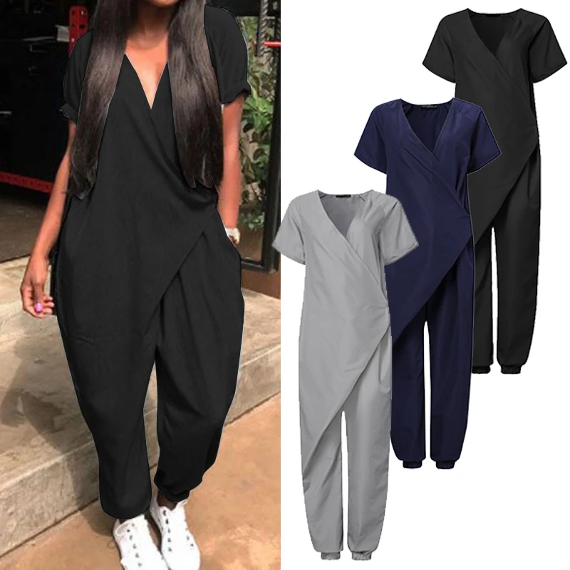 2022 модные летние комбинезоны ZANZEA женские повседневные Свободные Комбинезоны с