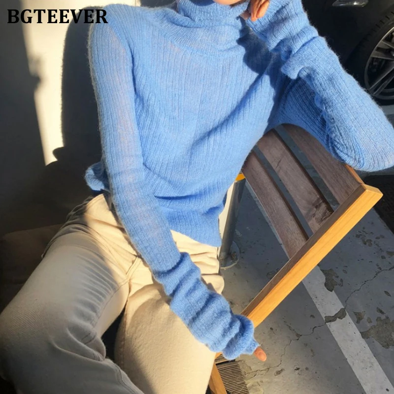BGTEEVER Winter Turtleneck Sweater for Women 2020 Spring Stretch Skinny Female Pullover Jumpers Slim Knitting Tops Femme | Женская