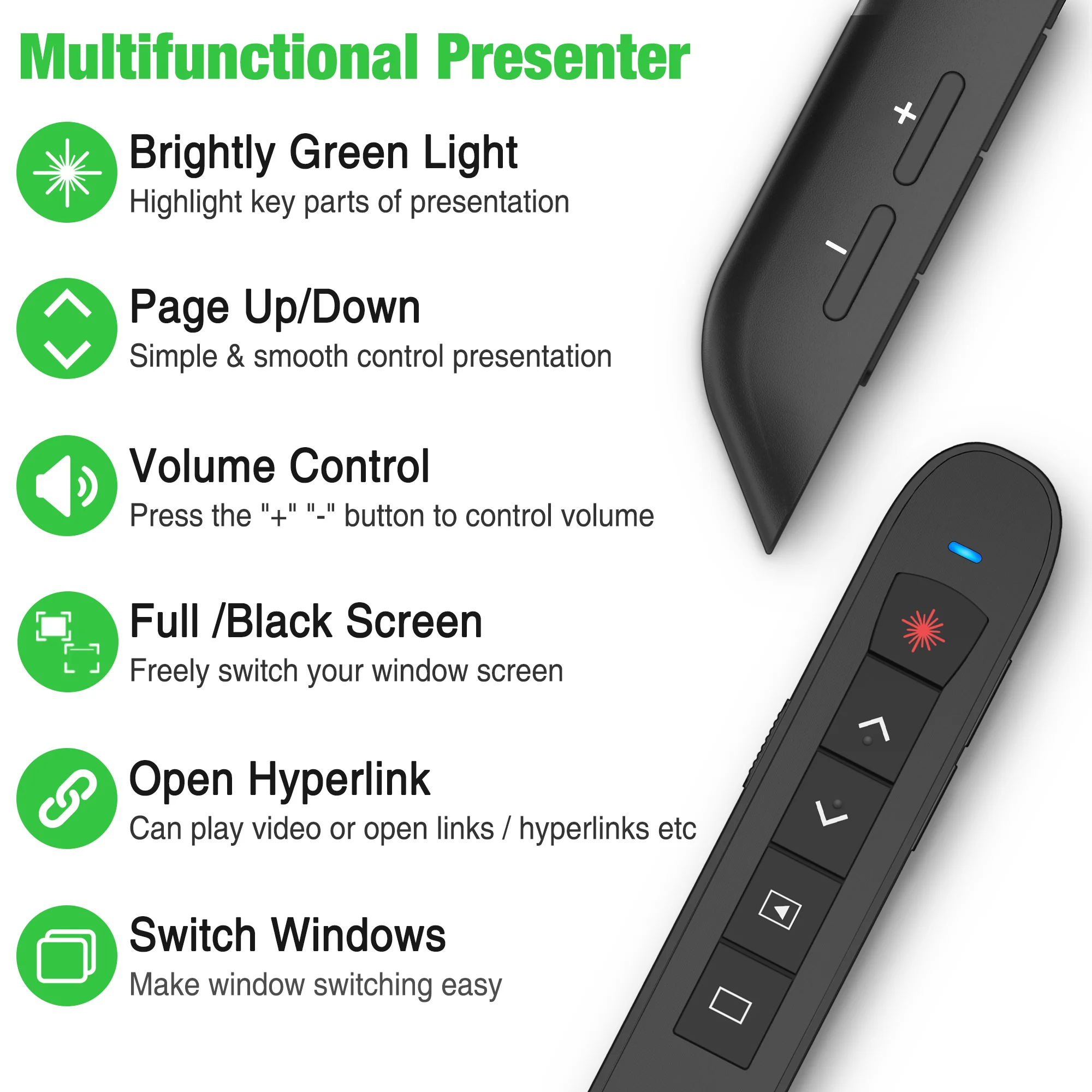 Беспроводной Презентер с зеленой лазерной указкой 2 4 ГГц