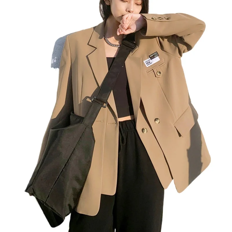 

Small suit women's jacket spring 2021 new fake two pieces of high-end casual suits with a sense of British design