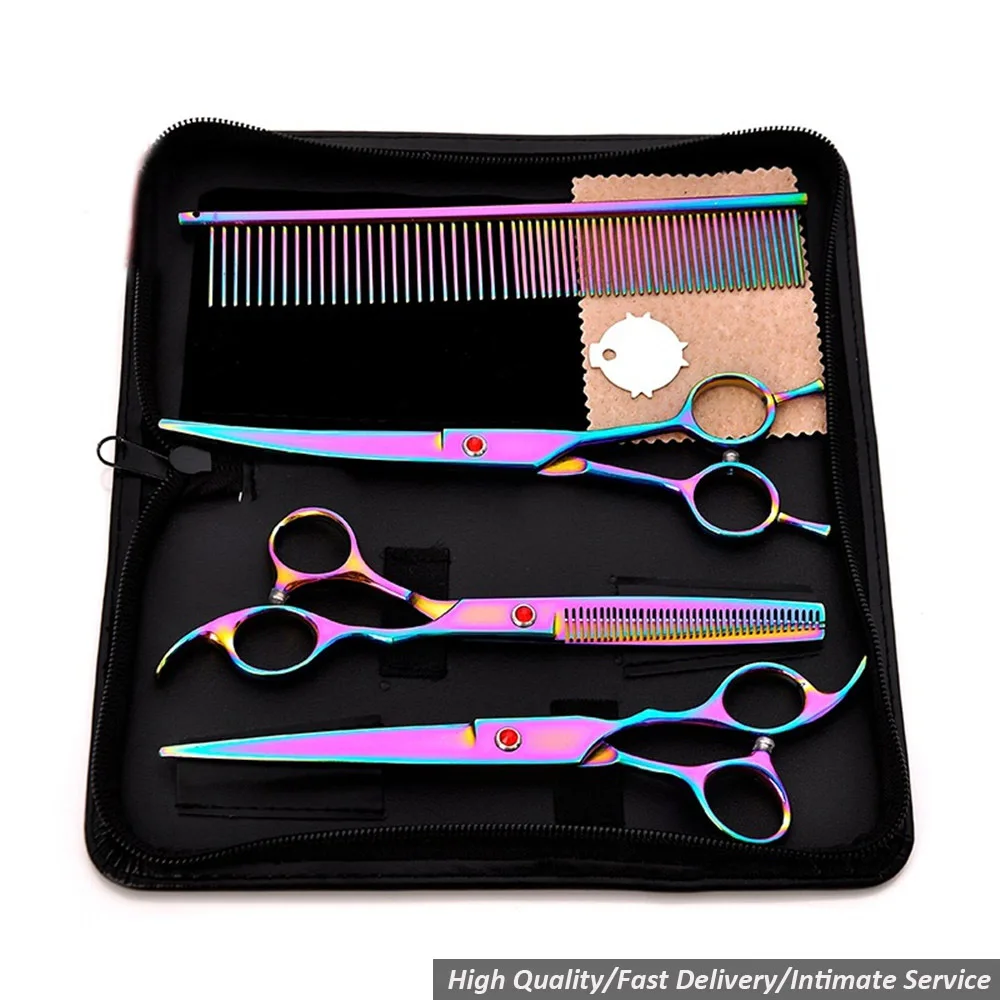 7 дюймов 440C Профессиональный грумминг Ножницы Прямые ножницы филировочные