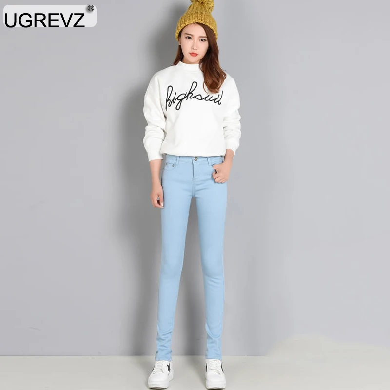 W13-333Navyblue Женские джинсы с высокой талией, узкие брюки, плюс размер, утепленные, эластичные удобные брюки, женские зимние узкие брюки ярких цветов - Цвет: W13-333Navyblue