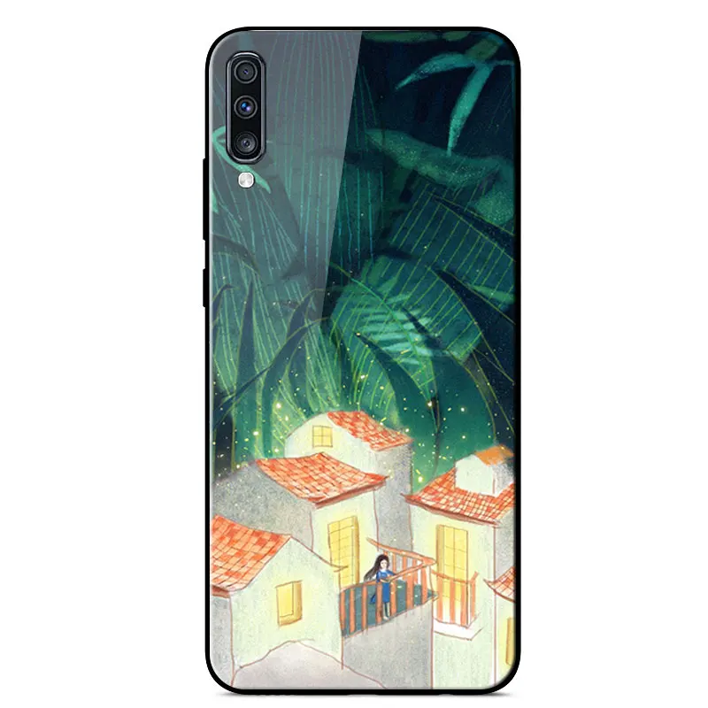 

For Samsung A70 Case Fashion Painted Glass Phone Case For Samsung Galaxy A70 A70S SM-A705FN A705 6.7 inch Protection Back Cover