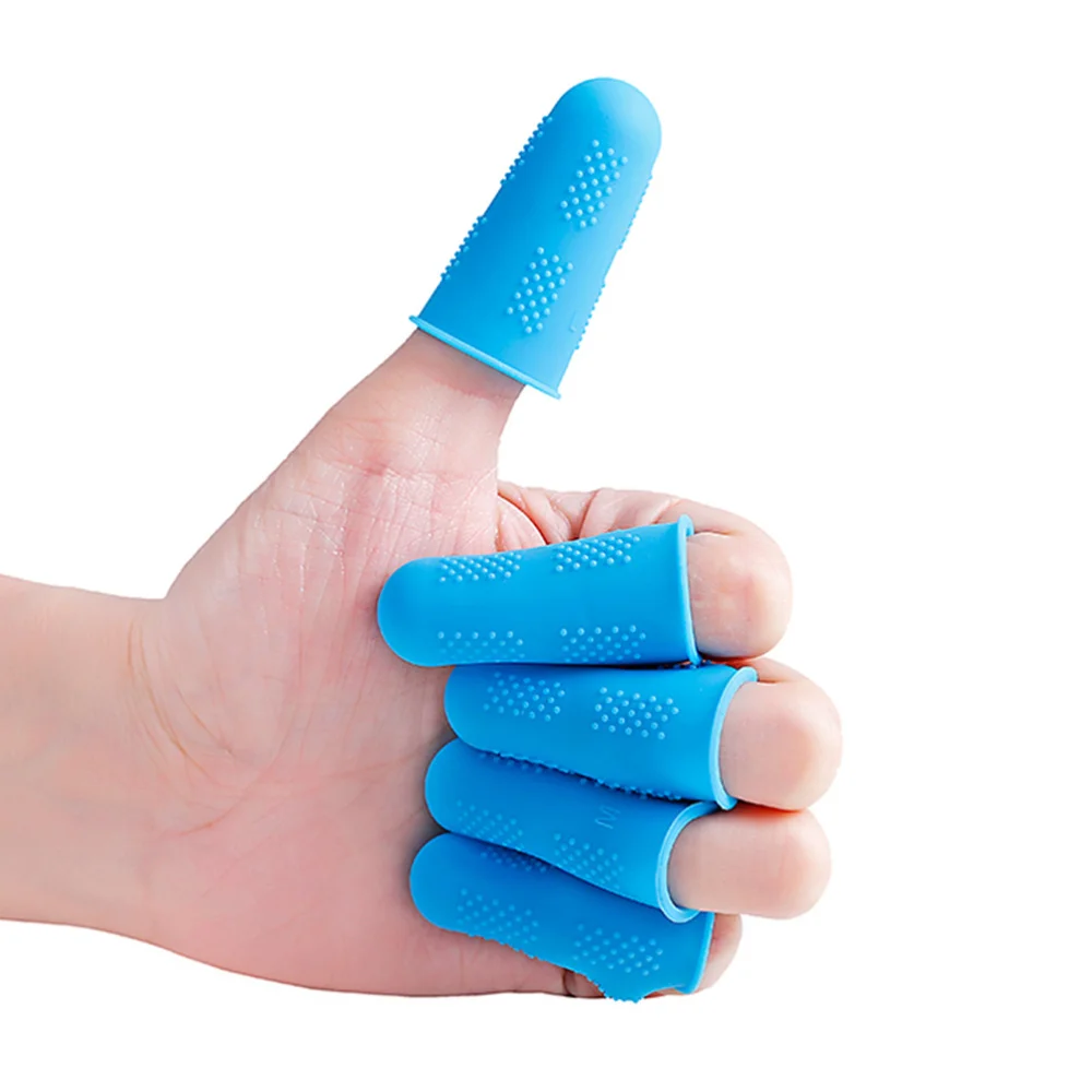 

10pcs Silicone Finger Cover Anti-scalding Finger Protective Sleeves Non-slip Fingertip Cover for Men (Blue + Green)