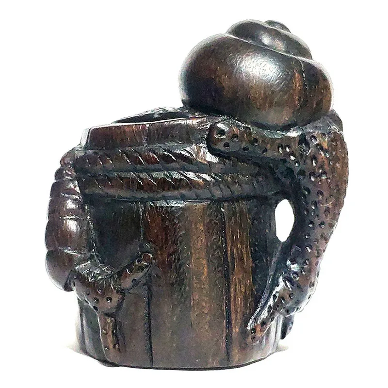

Y6020- Collectible 20 Years OLD 2" Hand Carved Ironwood Netsuke - Snails