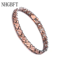 nhgbft vintage magnetic healthy bracelet for women mens elements healing therapy energy red copper bracelet bangles dropshipping