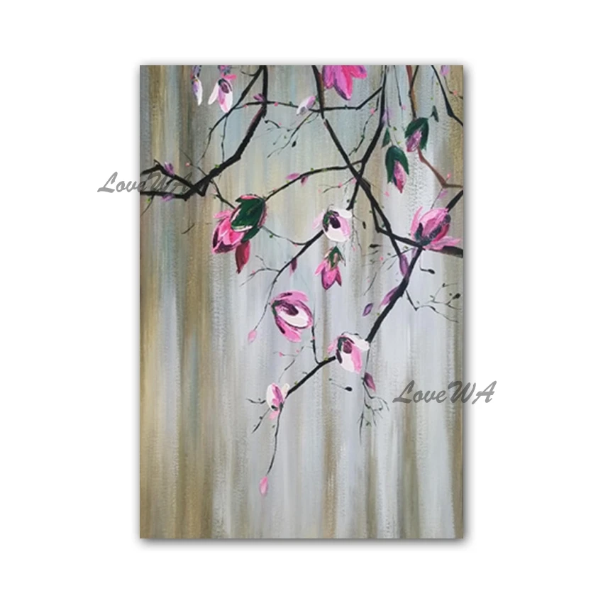 

Chinese Style Peach Flower Art 100% Hand-painted Oil Painting Canvas Wall Art Pieces Unframed Artwork Paintings High Quality