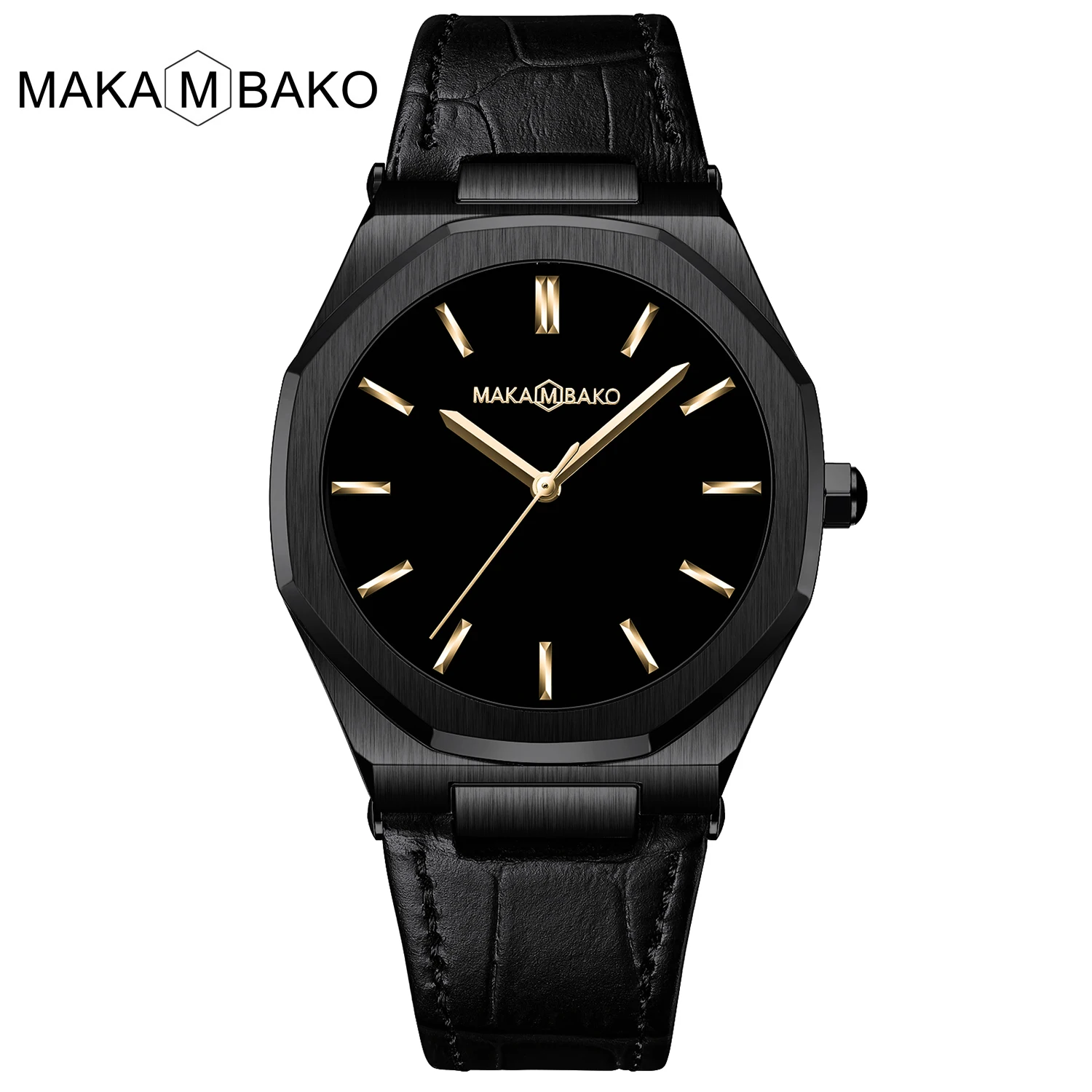 2021 New Luxury Genuine Leather Band Business Men's Quartz Watches Waterproof Creative All Black Dial Brand Male's Wristwatch
