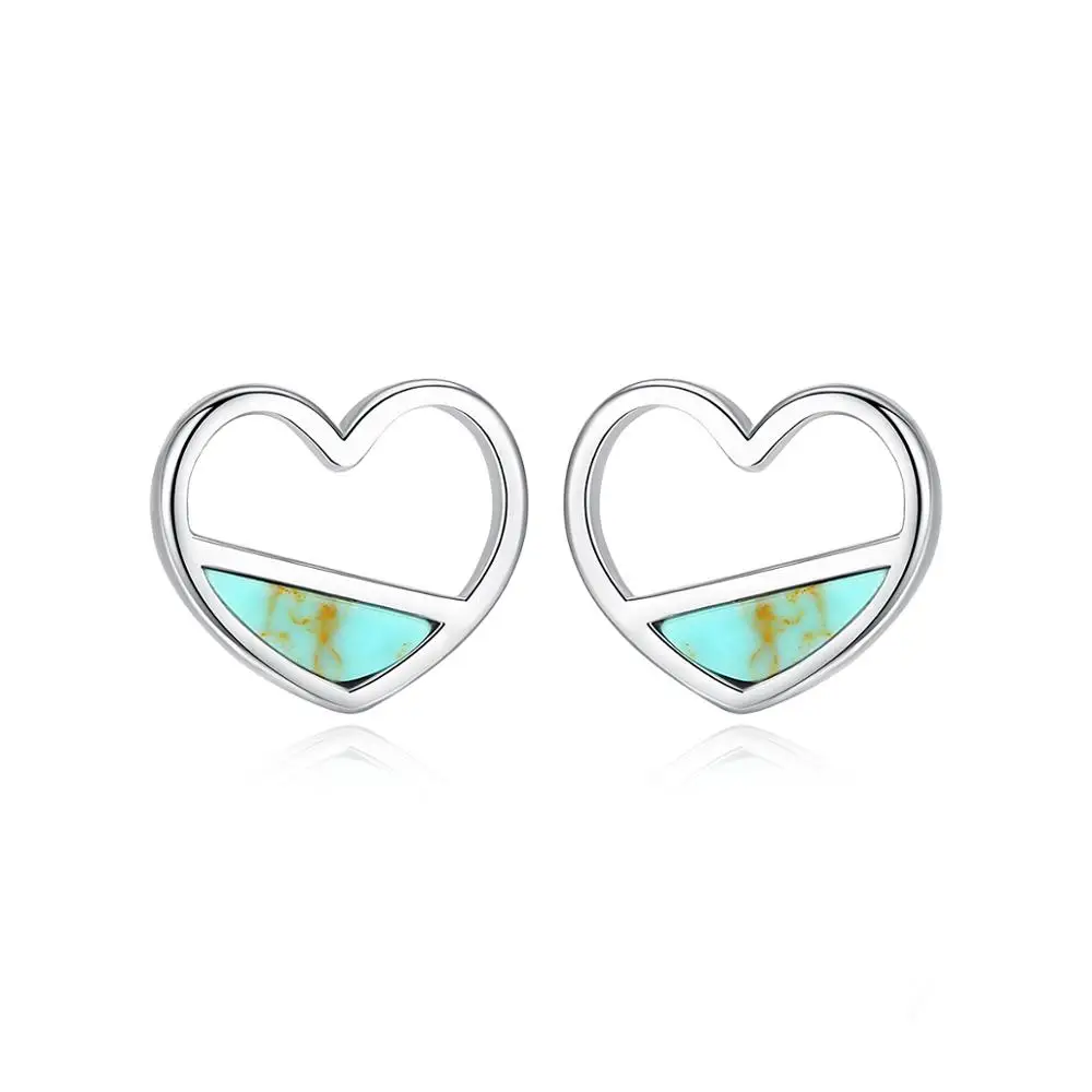 Женские серьги-гвоздики SANYU серебряные серьги в виде бирюзового сердца ювелирные