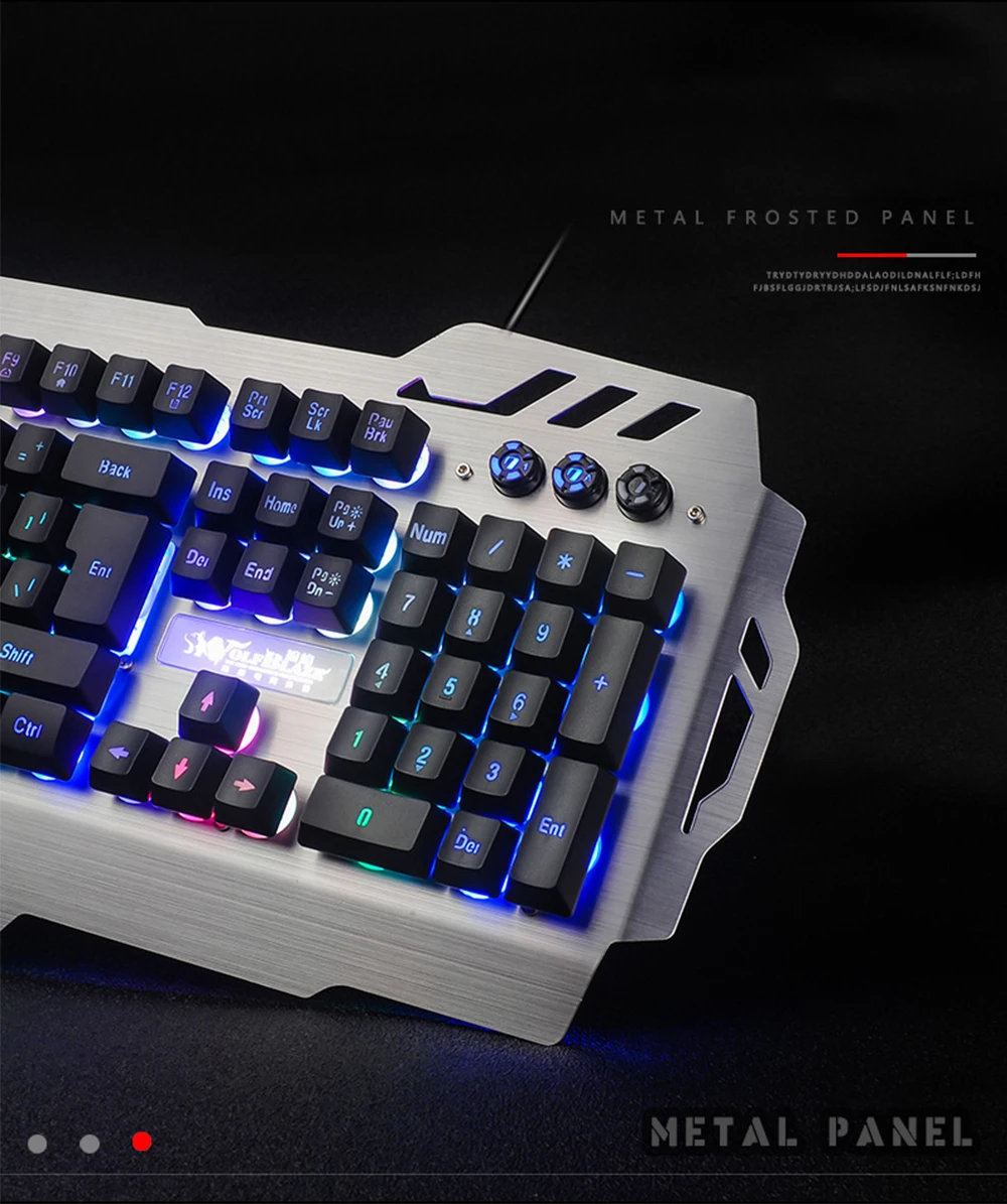 Игровая клавиатура Механическая Проводная, USB, игровая профессиональная Blacklight светодиодный регулируемый свет с металлической панелью для PC Gamer