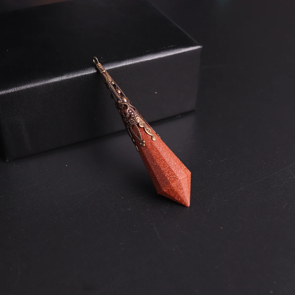 Горячая Распродажа 1 шт. натуральный камень золотой гранат маятник для дюбеля