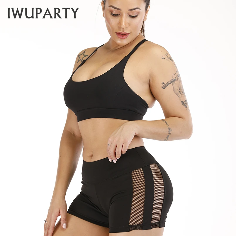 Сексуальные летние сетчатые шорты IWUPARTY для йоги женские спортивные тренировок и