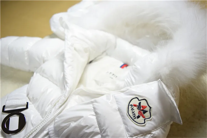 Модная детская зимняя одежда плотный меховой комбинезон с капюшоном пуховое