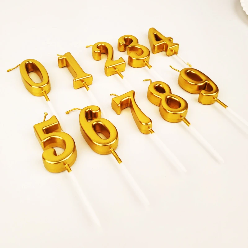 Серебристые и золотистые свечи 1 шт. украшения для вечеринки в честь Дня Рождения