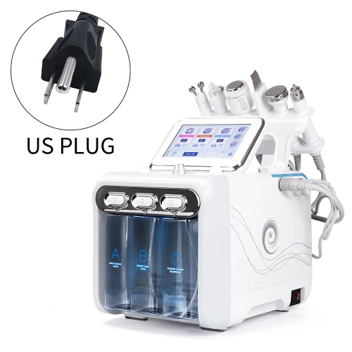 US Plug Горячее предложение 6 в 1 портативное гидро дермабразия кожи ухаживающее косметологическое оборудование вода кислородная струя гидро алмазная шлифовка микродермабразия - Цвет: US Plug