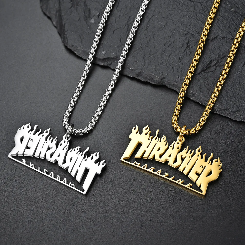 

Hiphop hip hop personality trendsetter flame thrasher Necklace bouncing dada fried street style wearing Pendant