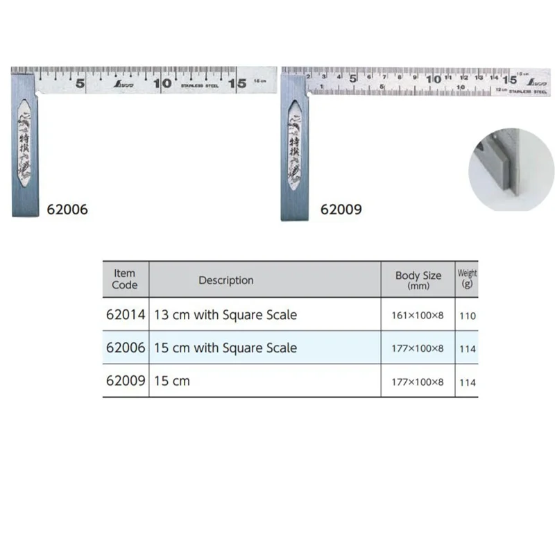 Квадратная линейка SHINWA с пингвином поворотная из нержавеющей стали на 90 градусов