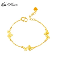 kissflower br200 fine jewelry wholesale fashion woman bride girl birthday wedding gift cute butterfly 24kt gold bracelet