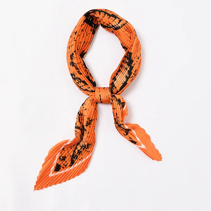 Женский Шелковый плиссированный шарф с рисунком гофрированная маленькая