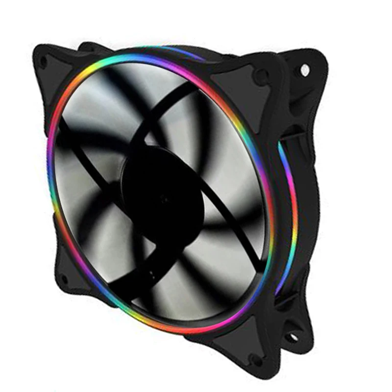 12 моделей многоцветный RGB чехол с круговым охлаждением 2 кольца cpu светодиодный вентилятор 120 мм 12 см RGB светодиодный ring для компьютера кулер для воды радиатор - Цвет лезвия: black 4color rainbow