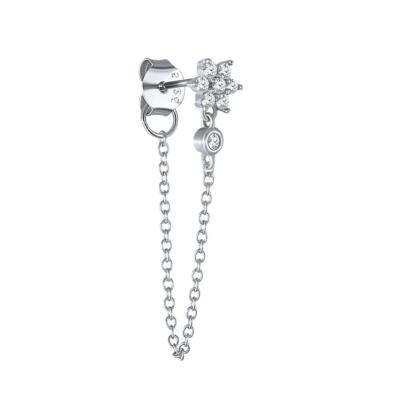 ROXI простой стразы в форме снежинок свисающие серьги Корейском стиле с металлической цепочкой длинные