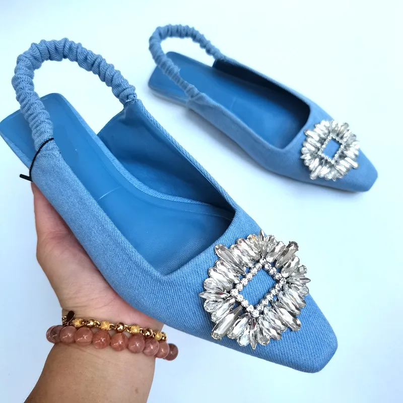 

Женские босоножки без задника, черные однотонные босоножки с острым носком, на плоской подошве, с эластичным ремешком, большие размеры, лето...