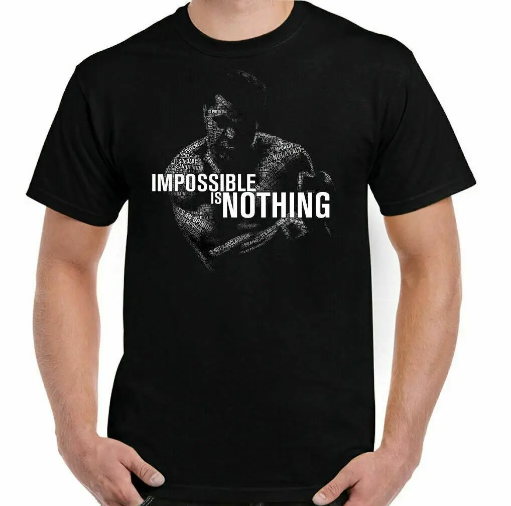 

Boxing Champion Tai Sen Silhouette Phrase Cotton T Shirt,Impossible Is Nothing