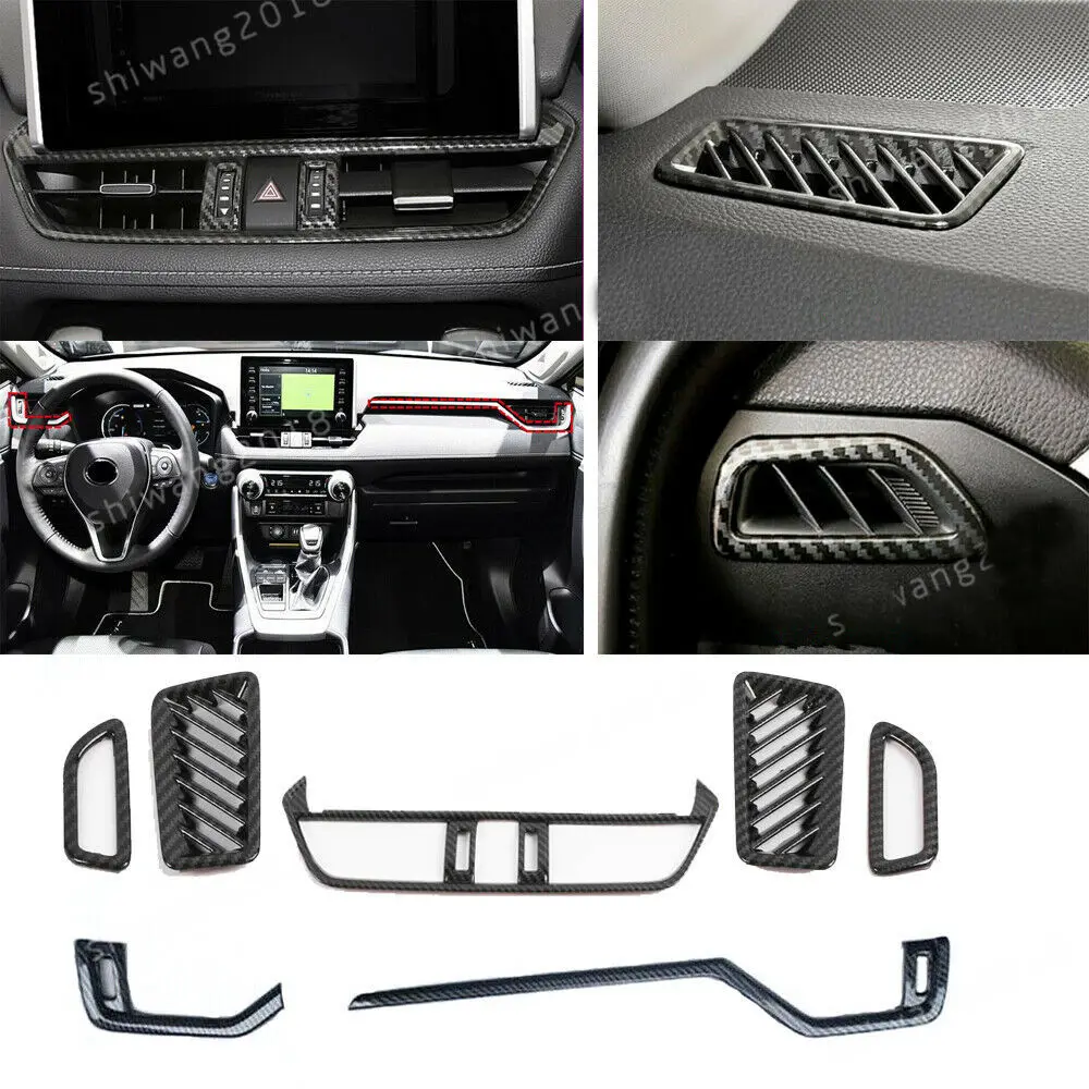 

7*Carbon fiber ABS Side Dashboard Air Vent Outlet Trim For Toyota Rav4 2019-2020