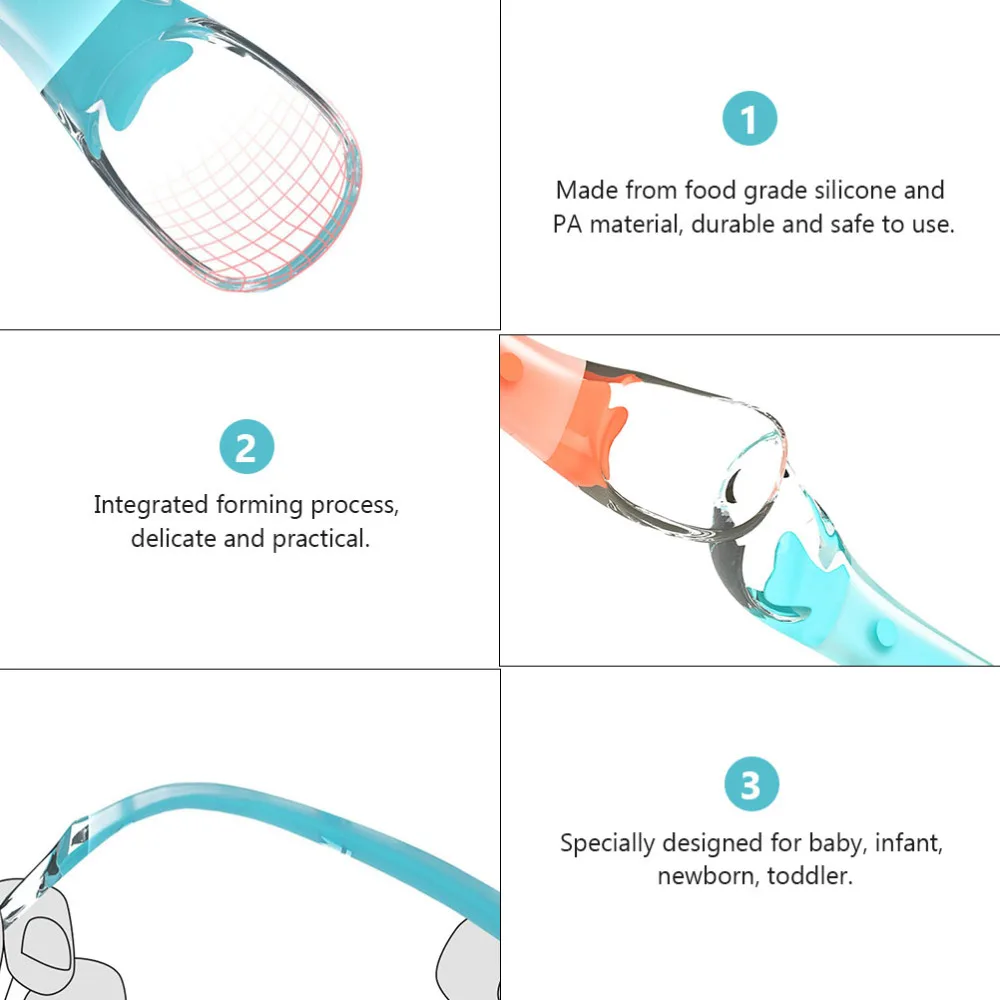 

2 Pcs Baby Soft Spoons Silicone Baby Feeding Spoons Children Training Tableware