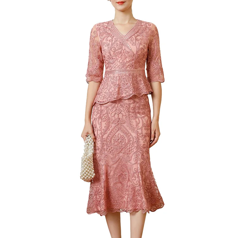

Ladies Wedding Dress Suit Two-Piece Banquet Party Age Reduction Slim Dress