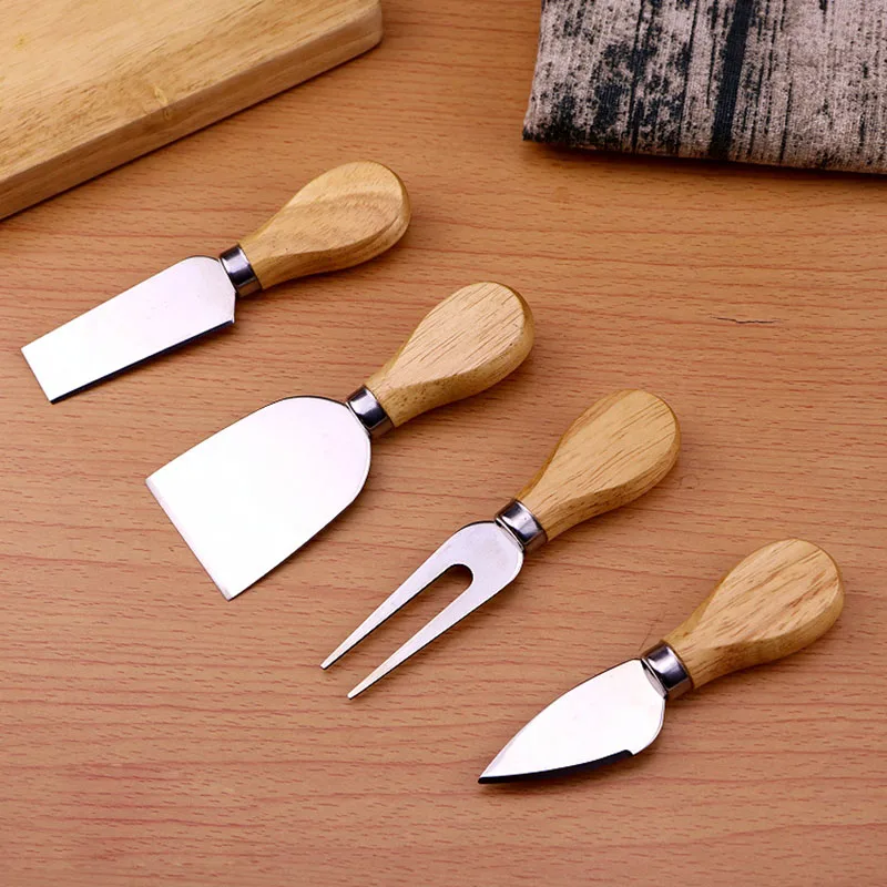 

4pcs/set wood Handle sets Bard Set Oak bamboo Cheese Cutter Knife slicer Kit Kitchen cheedse cutter Useful Cooking Tools