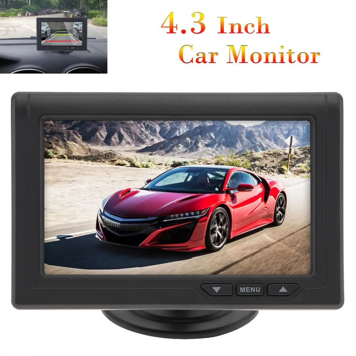 

CAR HORIZON Universal 4.3 Inch Car Monitor TFT LCD 480 x 272 16:9 Screen 2 Way Video Input For Rear View Backup Reverse Camera