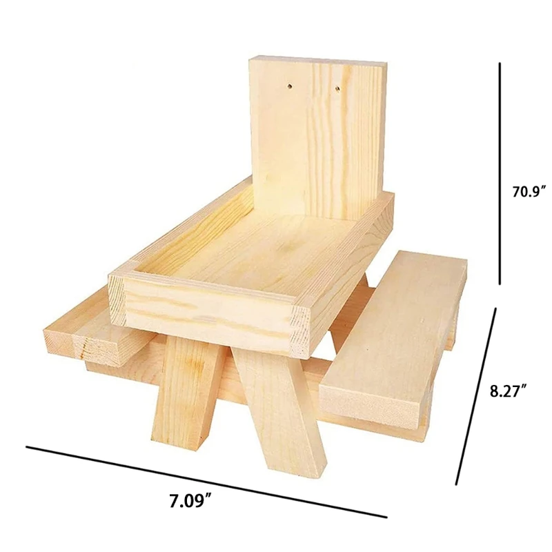 

Squirrel Feeder Table Wooden Squirrel Picnic Bench Durable Weatherproof Squirrel Feeding Station with Solid Structure