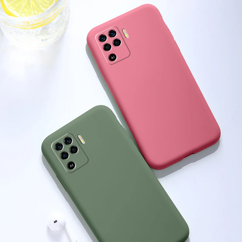 for oppo reno5 lite case liquid silicone anti slip candy color soft rubber case for oppo reno5 lite cover for oppo reno5 lite free global shipping