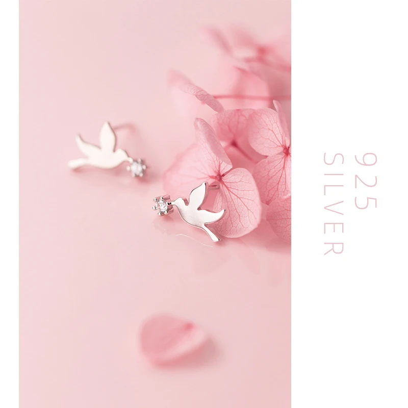

Colusiwei New Collection Authentic 925 Sterling Silver Cute Little Birds Luminous CZ Stud Earrings For Women Fine Jewelry
